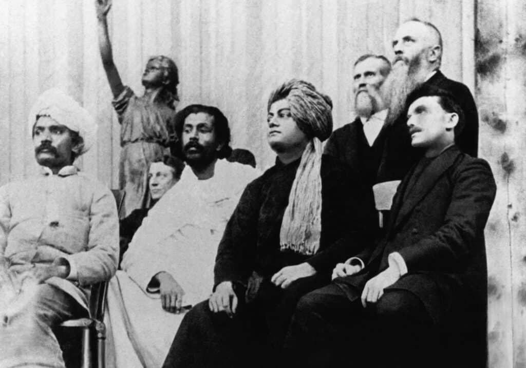 Historical photo of Swami Vivekananda at the Parliament of Religions