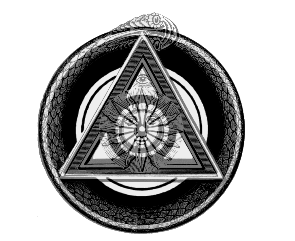The kneph and Yogi Publication Society logo superimposed