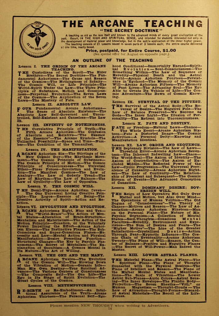 Arcane Teaching 1909