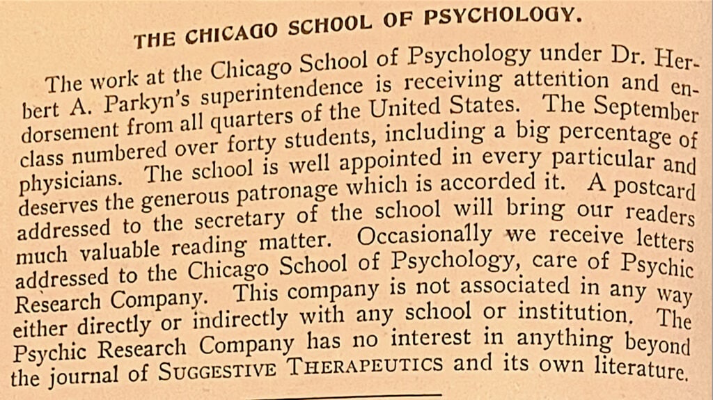Chicago School of psychology and Psychic Research