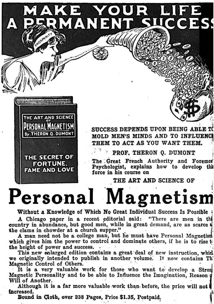 Theron Q. Dumont, Personal Magnetism ad