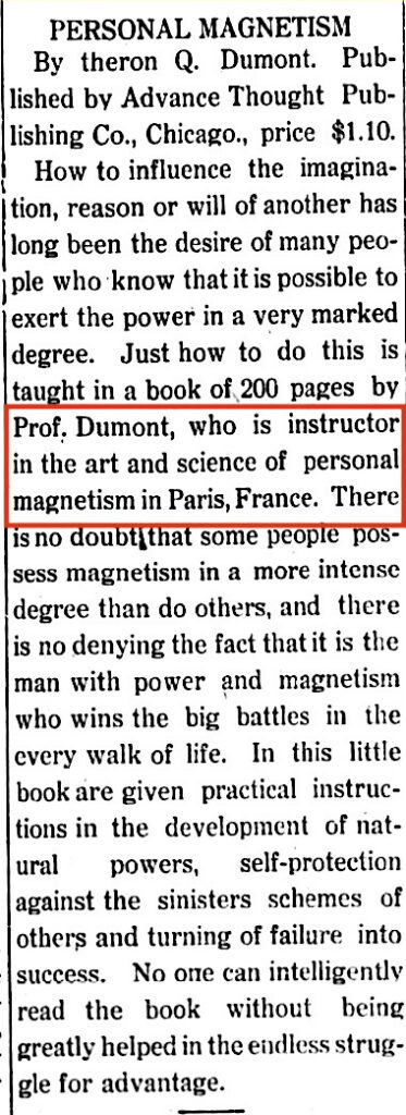 Theron Q. Dumont article