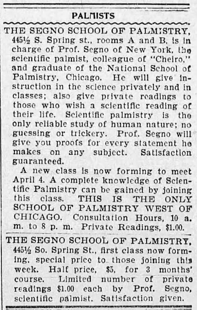 A Victor Segno School of Palmistry