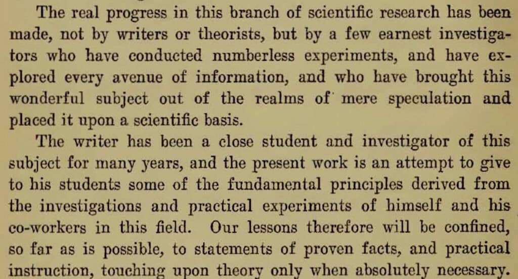 The impossible statement from A Series of Lessons in Personal Magnetism/Thought=Force