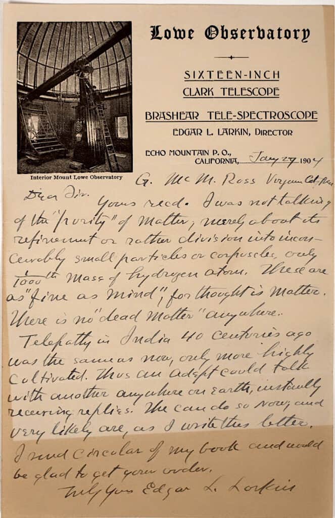Edgar L Larkin letter